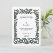 Invitation Bordure Florale Baroque Rococo Avec Deux Coeurs (Debout devant)