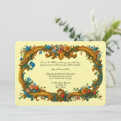 Invitation Bordure Florale Baroque Rococo Couleur (Debout devant)