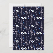 Invitation Bordure florale bleue et blanche Fête des mariées  (Dos)