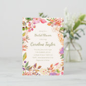 Invitation Bordure florale botanique Mariage rose vert (Debout devant)