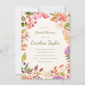 Invitation Bordure florale botanique Mariage rose vert (Devant)