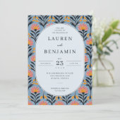 Invitation Bordure florale corail joyeux (Debout devant)