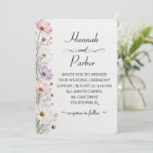 Invitation Bordure florale de cosmos de mariage sur fond blan (Debout devant)