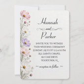 Invitation Bordure florale de cosmos de mariage sur fond blan (Devant)