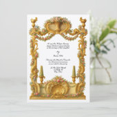 Invitation Bordure florale de couleur Baroque Rococo français (Debout devant)