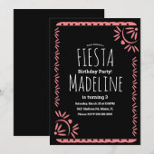 Invitation Bordure florale de fête d'anniversaire mexicaine P (Devant / Derrière)