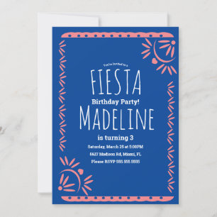 Invitation Bordure florale de fiesta d'anniversaire mexicaine