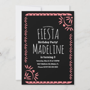 Invitation Bordure florale de fiesta d'anniversaire mexicaine