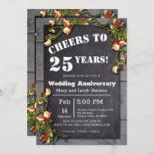 Invitation Bordure florale de tableau noir pour le 25e annive (Devant / Derrière)