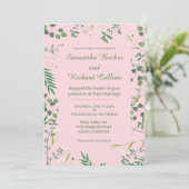 Invitation Bordure florale délicate (Debout devant)