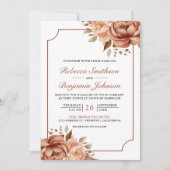 Invitation Bordure florale en terre cuite Code QR Photo Maria (Devant)