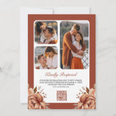 Invitation Bordure florale en terre cuite Code QR Photo Maria (Dos)