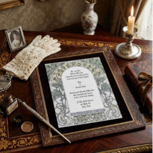 Invitation Bordure florale jaune Art Nouveau par Alphonse Muc