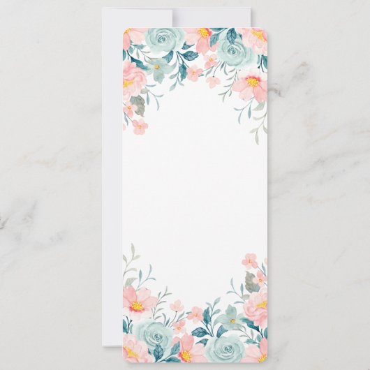 Invitation Bordure florale rose et verte (Dos)