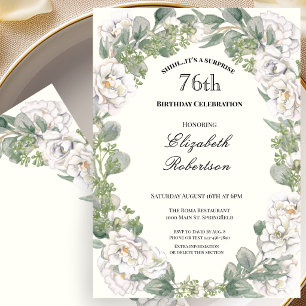 Invitation Bordure florale surprise pour les 76 ans des femme