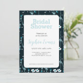 Invitation Bordure florale verte et blanche Fête des mariées  (Debout devant)