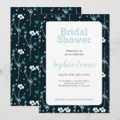 Invitation Bordure florale verte et blanche Fête des mariées  (Devant / Derrière)