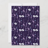 Invitation Bordure florale violette et blanche Mariage blanc (Dos)