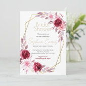 Invitation Bordure géométrique or Fête des mariées florale ro (Debout devant)