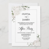 Invitation Bordure gris Blanc Floral Mariage après la fête (Devant)