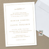 Invitation Bordure islamique simple élégante blanche et or po