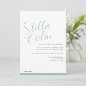 Invitation Bordure moderne Élégant Simple Mariage vert de mer (Debout devant)
