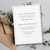 Invitation Bordure noire blanche Classique Formel Mariage élé