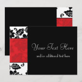 Invitation Bordure noire, blanche et rouge des Damas (Devant / Derrière)