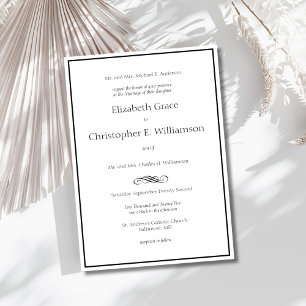 Invitation Bordure noire blanche minimaliste Mariage officiel