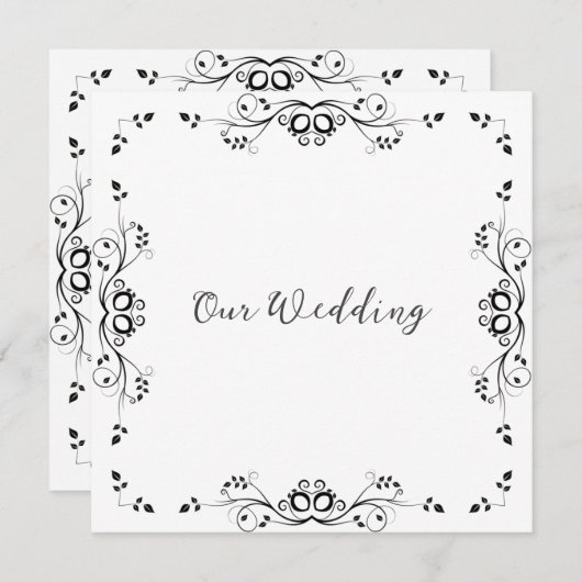 Invitation Bordure noire classique (Devant / Derrière)