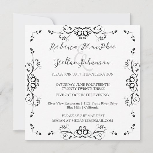 Invitation Bordure noire classique (Dos)