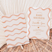 Invitation Bordure Ondulée Baby Shower Rustique Orange
