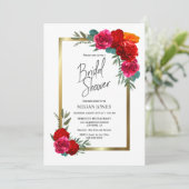 Invitation Bordure or Bourgogne Rouge rose Fête des mariées f (Debout devant)