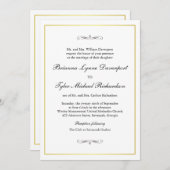 Invitation Bordure or Mariage classique simple élégance (Devant / Derrière)