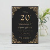 Invitation Bordure Ornate Or Noir Vingt-dixième anniversaire (Debout devant)