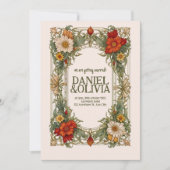 Invitation Bordure ornée victorienne avec Mariage Fleur sauva (Devant)