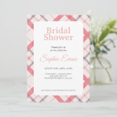 Invitation Bordure Plaid Orange Plaid Fête des mariées blanch (Debout devant)