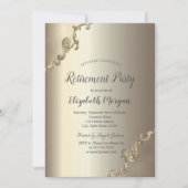 Invitation Bordure Rétro Or Élégant de Retraite (Devant)