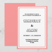 Invitation Bordure rose élégant minimaliste moderne mariage (Devant / Derrière)