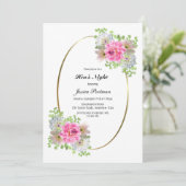Invitation Bordure rose florale or Hen's Night (Debout devant)