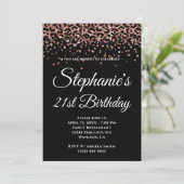 Invitation Bordure rose Gold Leopard Black 21e anniversaire (Debout devant)