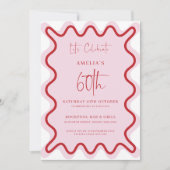 Invitation Bordure rouge rose ondulée 60e anniversaire Invita (Devant)