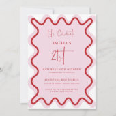Invitation Bordure rouge rose vague 21e anniversaire Invitati (Devant)