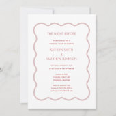 Invitation Bordure Rouge Rose Vave Moderne Rétro La Nuit Avan (Devant)