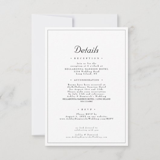 Invitation Bordure simple rustique tout en un Mariage (Dos)
