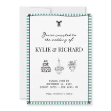 Bordure triée turquoise Enregistrer la date