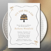 Invitation Bordure vague avec vaches de Whimsical 40e anniver