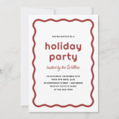 Invitation Bordure vague moderne Retro Noël Fête de Noël (Devant)