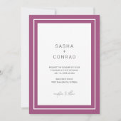 Invitation Bordure violet gras Mariage moderne (Devant)