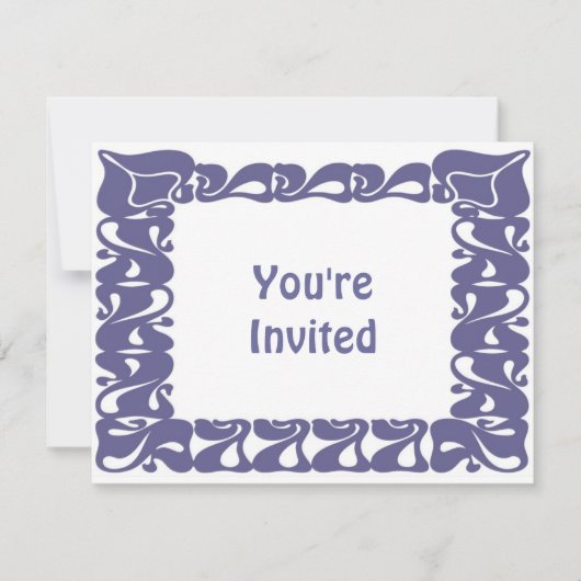 Invitation Bordure violette Art Nouveau Wavy (Devant)